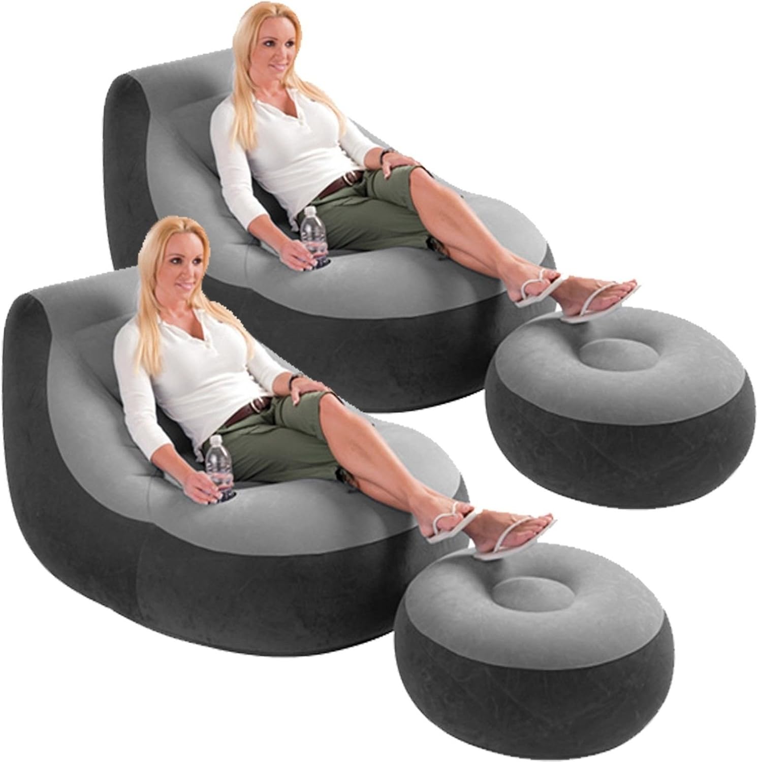 Intex Ultra Lounge Silla Inflable con sofá otomano para Videojuegos, 2 Unidades