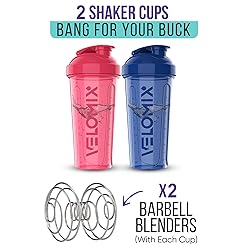 VELOMIX -2 Pack- 28 oz Protein Shaker Bottles for
