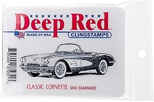 Deep Red Stamps Classic Corvette Rubber Cling Stamp 3.2 x 1.25 inches