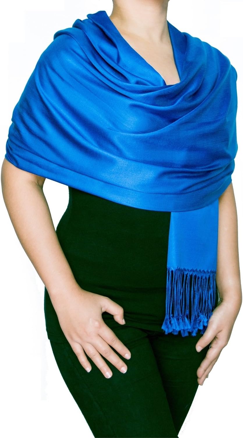 Opulent Luxury Women's Pashmina Silk Wrap Scarf Soft Shawl - 70 x 28 - Inch Long