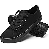 Women Canvas Sneakers Slip On Non Slip Loafers for Women Fashion Full Black Sneaker Shoe(Full Black,US8)