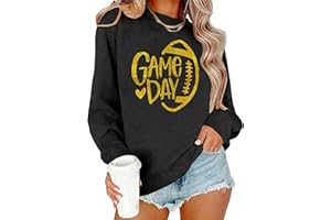 Ithalt Game Day Sweatshirt Women Cute Football Graphic Pullover Shirt Football Season Long Sleeve Tops