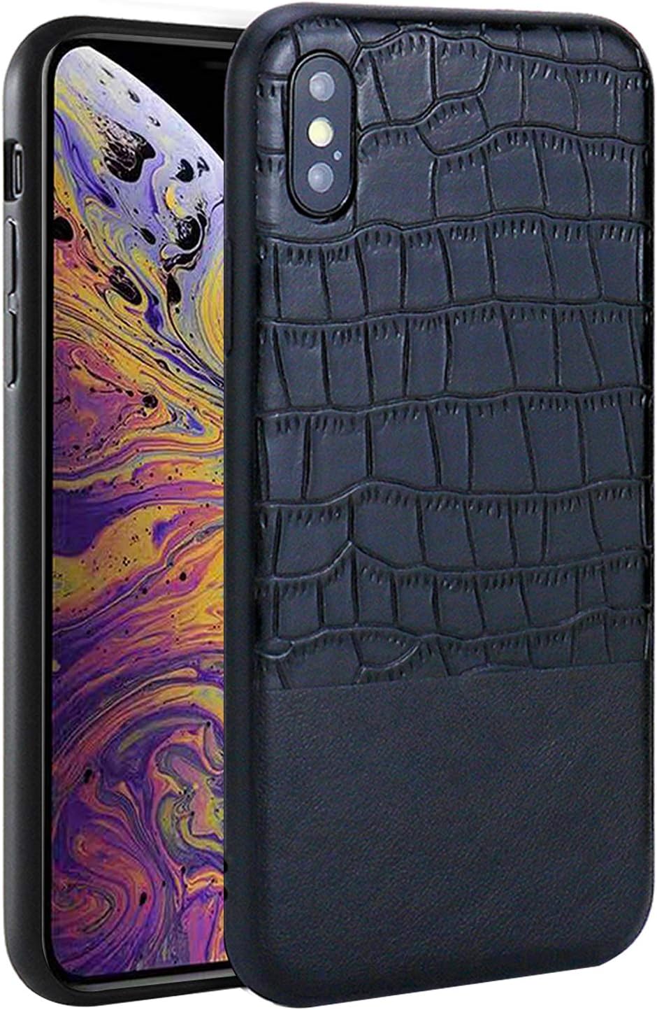 XSMax Cases Xmax PU Leather Compatible With Apple iPhone XS Max Case 10Max Slim Ultra Fit Cover i Phone 10 SX Mas Bumper Coque Skin Protective XPhone IP XMaxs Fundas Square Back 6.5 inch (Black)