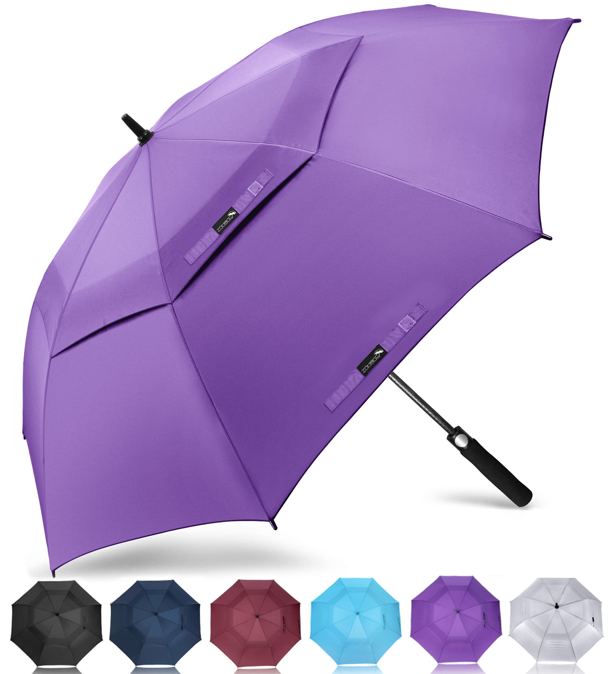 ZOMAKE Golf Umbrella Windproof and Rainproof 68in, Large Umbrella Windproof Strong, Big Golfing Brolly Unbreakable Double Canopy for Men Women (Purple)