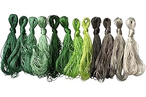 levylisa 12 Skeins Mulberry Silk Floss Embroidery Thread Floss-Cross Stitch Threads China Silk Woven Jewelry Threads DIY Sewing Kits (Green Gradient)