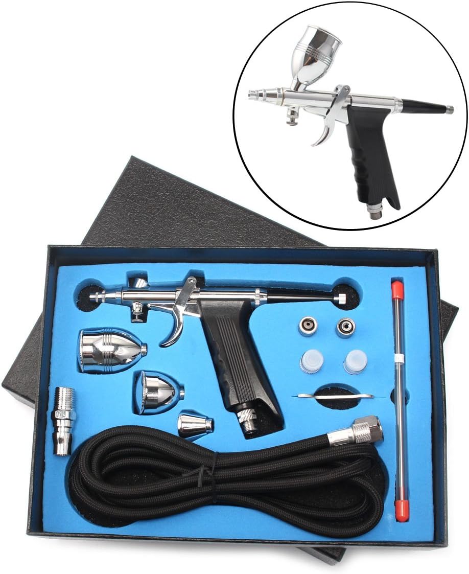 Dual-Action Airbrush Pen Spray Gun Precision Trigger Style Gravity-Feed Airbrush Set 3 Tip Set (0.3mm 0.5mm 0.8mm): Home & Kitchen