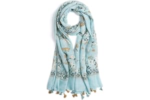 QIUTIMIY Scarf for Women Lightweight Soft Floral Leopard Printed Scarves Fall Winter Fashion Shawl Wrap with Fringe