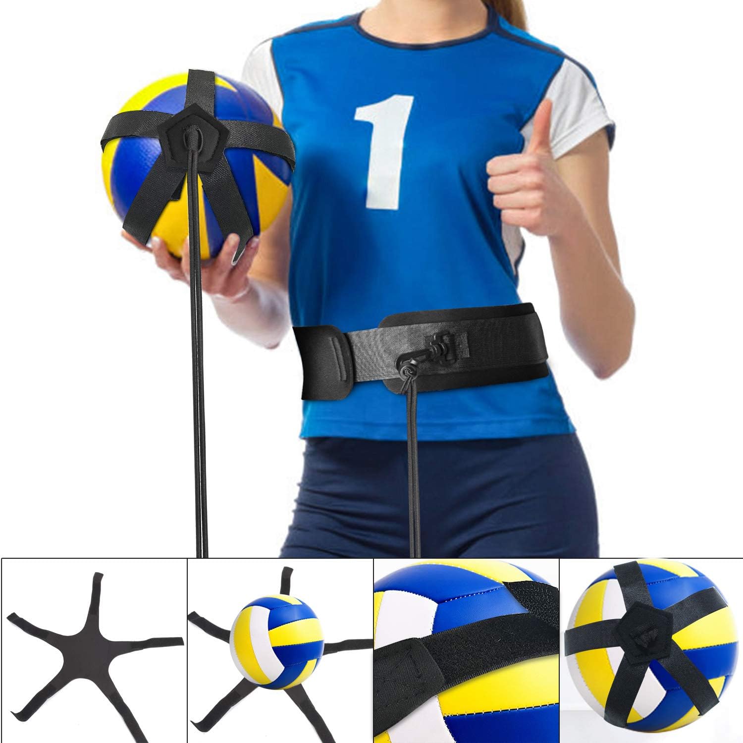 TOBWOLF Volleyball Training Equipment Aid, Elastic Self-Training Volleyball Resistance Band with Adjustable Waist Belt & Ball Pouch & Hand Strap for Practicing Serving, Spiking, Arm Swing Passing : Sports & Outdoors