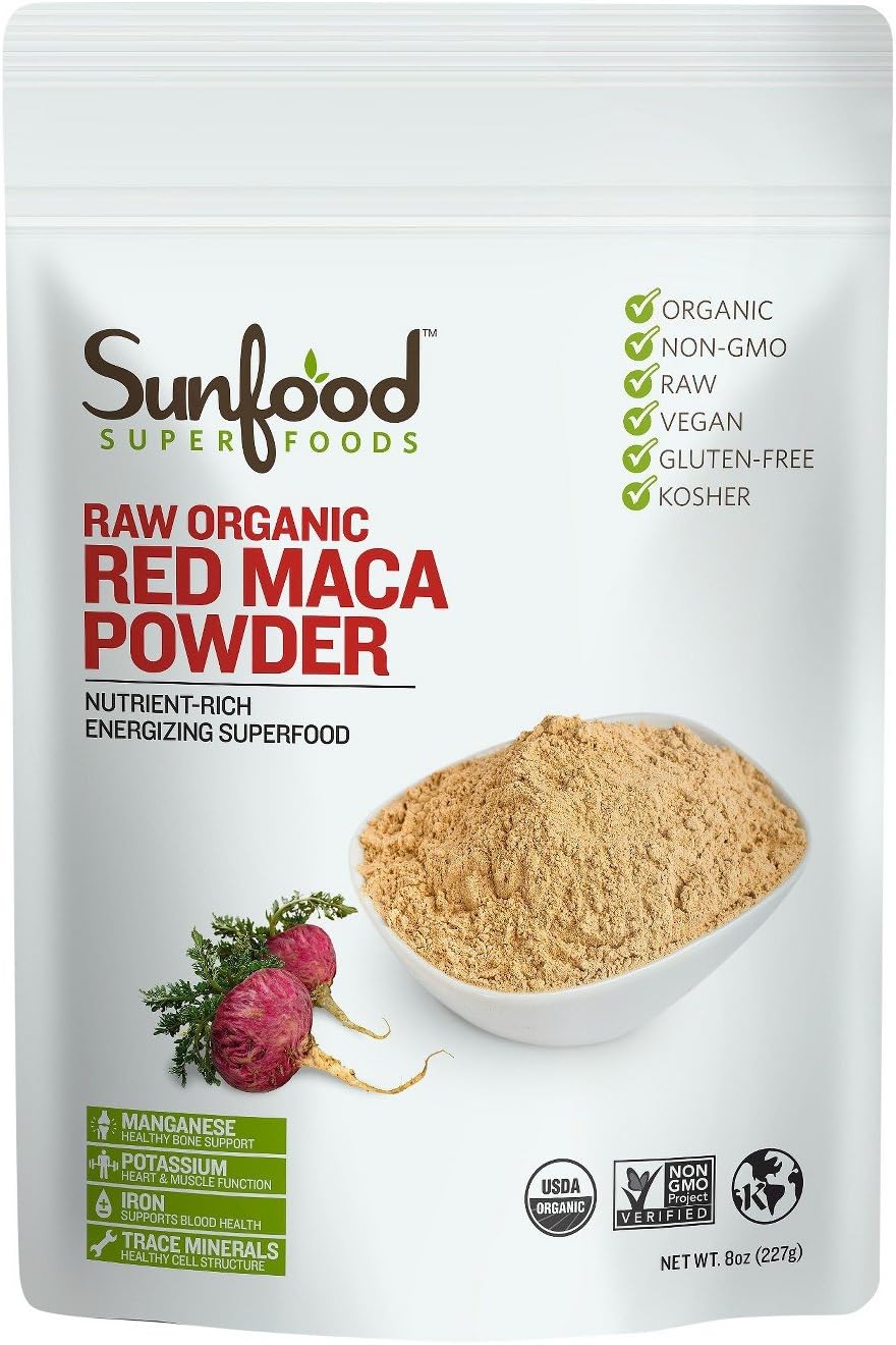 Sunfood Raw Organic Superfood Powder Red Maca 8oz, pack of 1