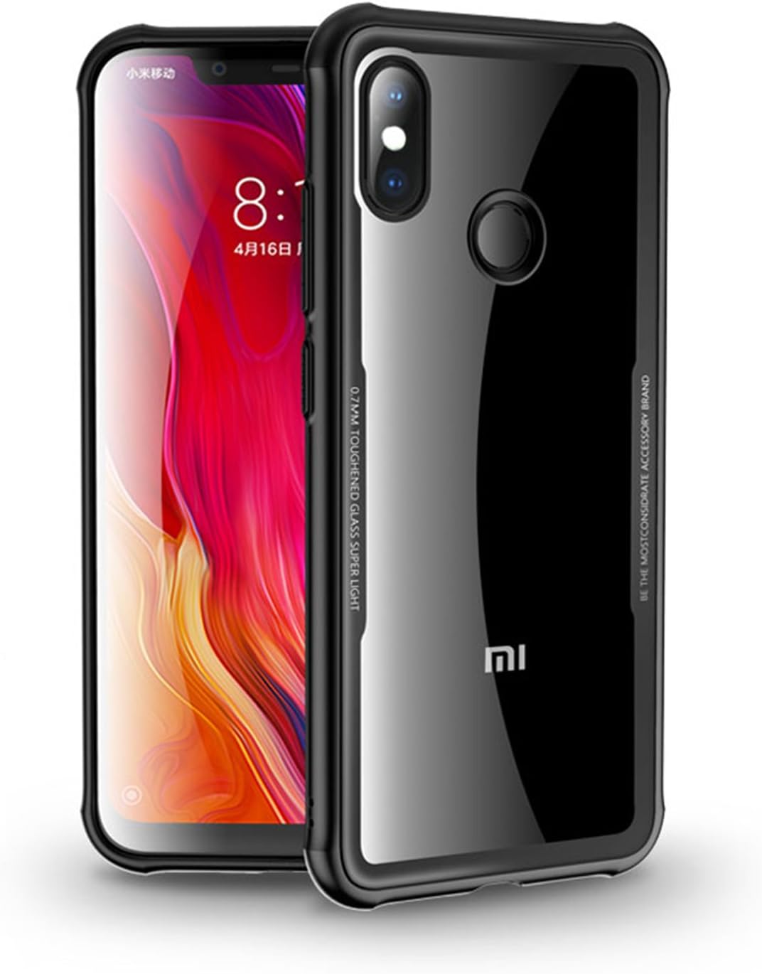 MYLBOO Case For Xiaomi Mi 8, 2-in-1 Flexible TPU Bumper Edge + Tempered glass Back Panel Case [Shock Proof] [Anti-Slip] [Anti-Scratch] For Xiaomi Mi 8 (Black)