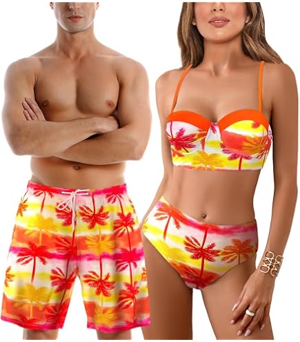 Amazon.com: Ulikeey Couples Matching Swimsuit Zebra Print Push-Up