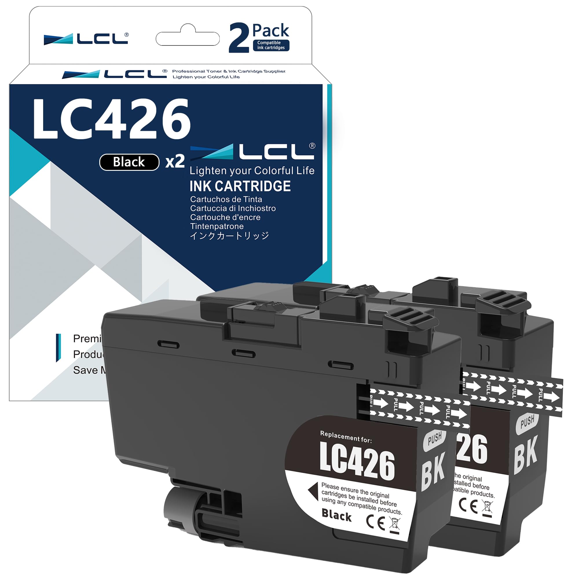 LCL LC426 Ink Cartridge Replacement for Brother LC-426 LC426 LC-426BK LC426BK LC426XL for MFC-J4335DW MFC-J4340DW MFC-J4535DW MFC-J4540DW MFC-J4540DWXL (2 Black)