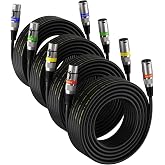 EBXYA XLR Cable 20ft 4 Pack - Mic Cables Balanced DMX Cable Male to Female | Premium Patch Cables, 3-Pin, for Microphones, Radio Station, Stage Lighting