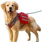 GooCare x Jumahe Dog Hiking Backpack for Large/Giant Dogs &ndash; 2 Spacious Side Bags, Breathable Waterproof Fabric, Fits Chest 30"-40" (85-120 lbs), 5 Adjustable Buckles, Outdoor Travel Vest, Red