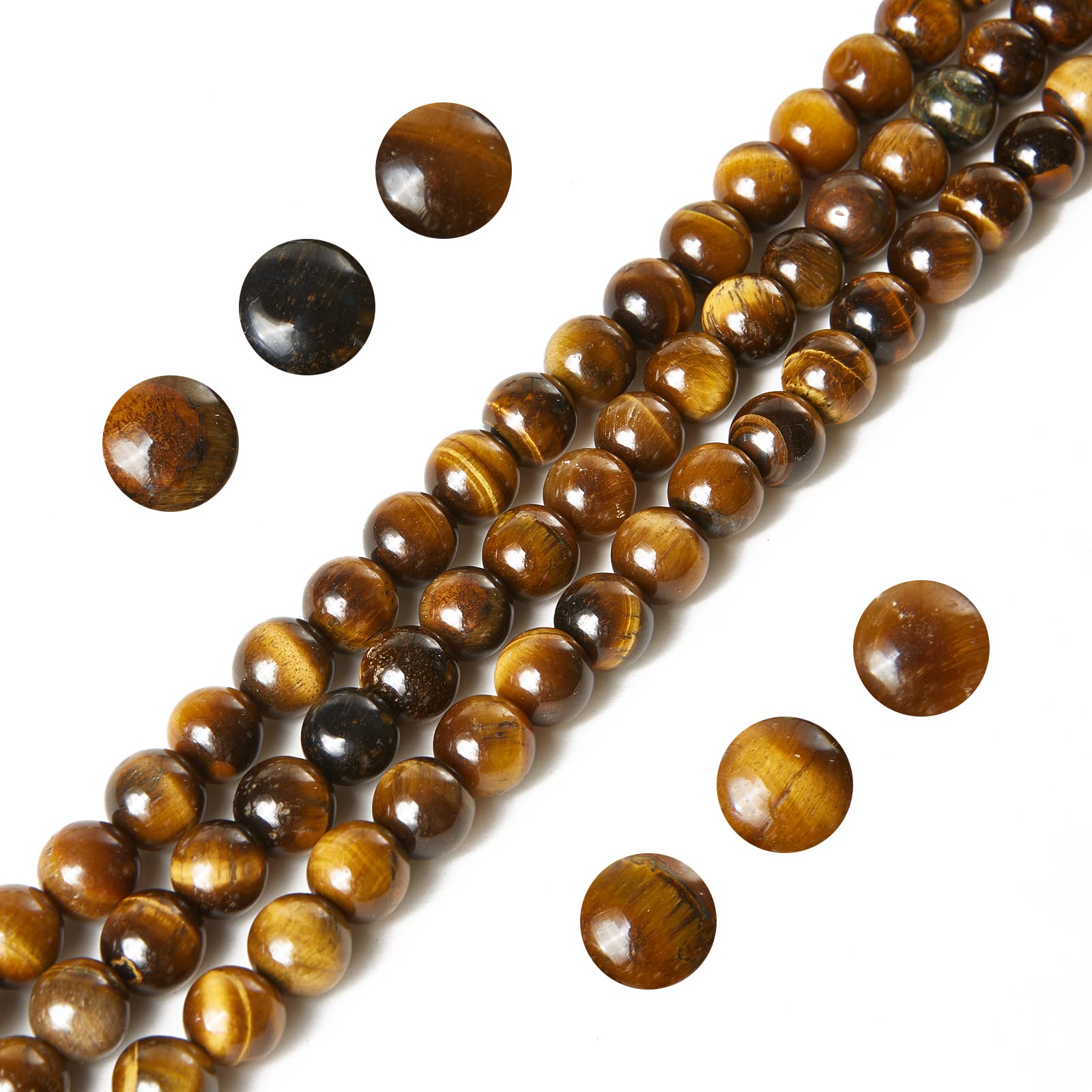 Photo 1 of 100pcs 8mm Yellow Tiger Eye Beads Natural Gemstone Beads Round Loose Beads for Jewelry Making