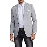EMERAIDVLN Mens Western Blazer Slim Fit Casual Lightweight Suit Jacket, Linen Texture Sport Coat with One Button