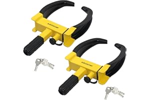 KAYCENTOP Universal Wheel Lock Clamp Anti Theft Trailer Locks Fit Most Vehicles Max 11" Tire Width Security Tire Boot Lock for Trailers SUV Boats ATV's Motorcycles Golf Cart 2 Packs 6 Keys Alike