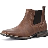 IXU Cowboy Boots For Men Square Toe Ankle Western Boots Casual Dress Slip On Men Shoes