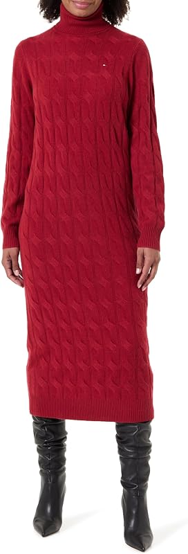 Vestido feminino de jersey macio em lã com gola alta, vermelho (Regatta Red), M