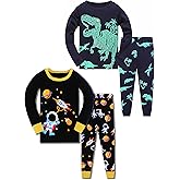 Pajamas for Boys Dinosaur Rocket Space 4-Piece PJs Long Sleeve Sets Sleepwear 2-12 Years