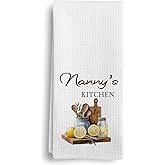 Qeheb Nanny Gifts Kitchen Towels, Nanny's Kitchen Decorative Towel, Best Grandma Mother's Day Birthday Gifts from Grandson Granddaughter Grandkids Hand Dish Tea Towels, 16X24In