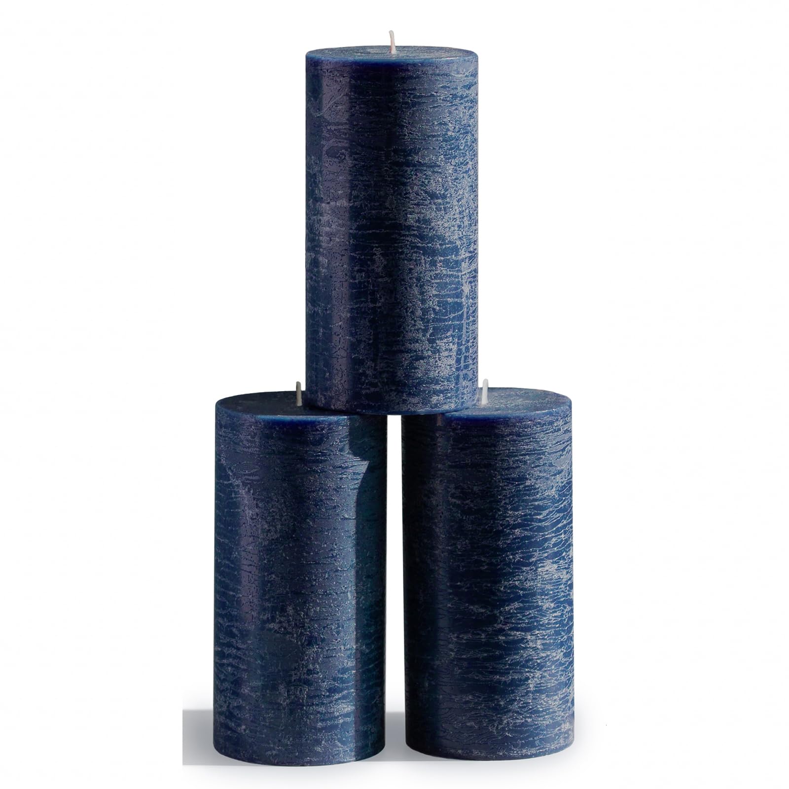 CANDWAX 7.6x15.2 cm Pillar Candles Set of 3 - Decorative Candles Unscented and No Drip Candles - Ideal as Wedding Candles or Large Candles for Home Interior - Dark Blue Candles โ image 1