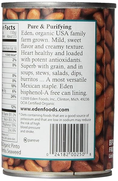 EDEN FOODS ORGANIC PINTO BEANS, 15 OZ