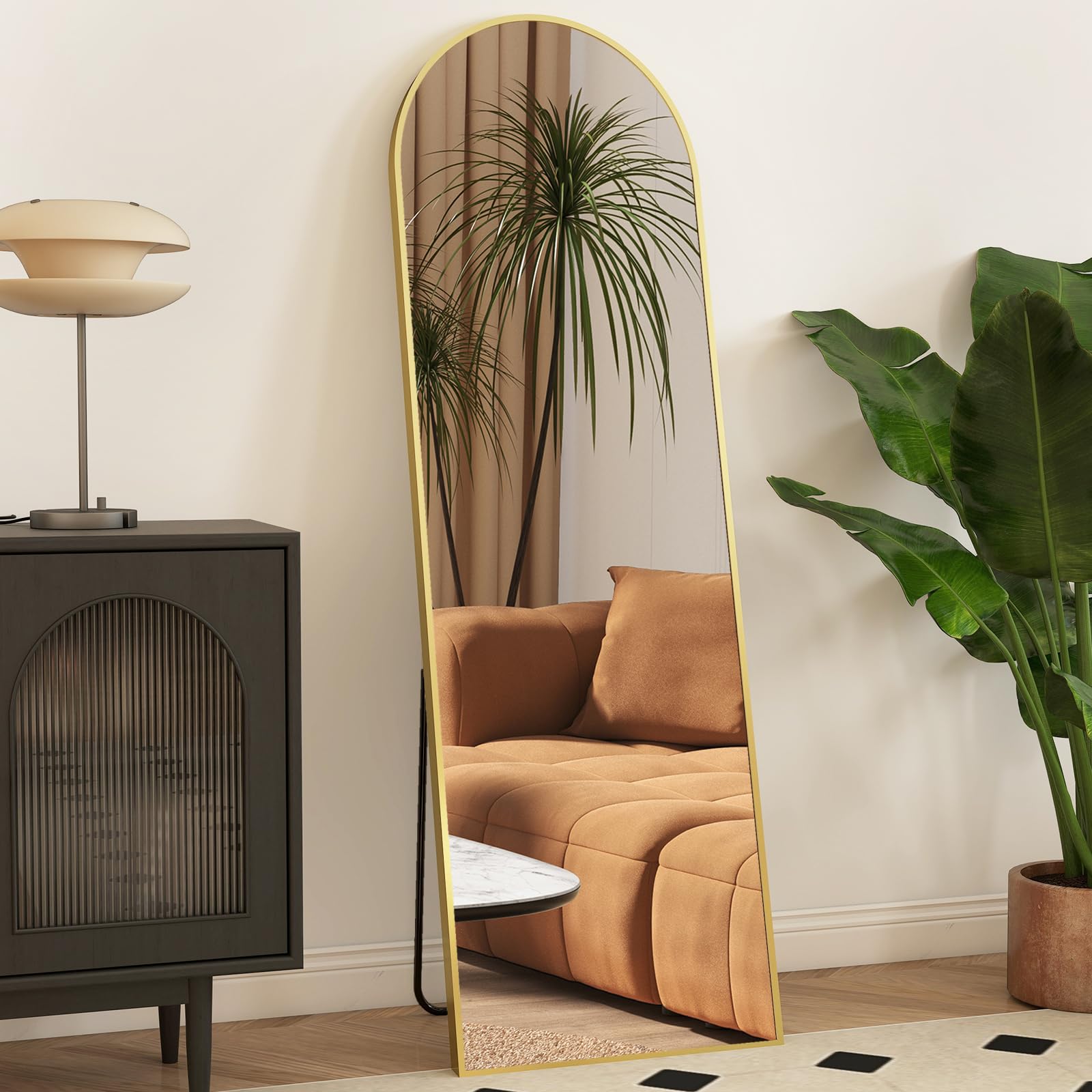 Photo 1 of *Hardware missing* Arched Mirror Full Length, Upgraded 16"x59" Body Wall Mirrors with Shatter-Proof Glass, Floor Standing, Hanging or Leaning, Tall Arch Mirror with Stand Aluminum Alloy Frame for Bedroom Cloakroom