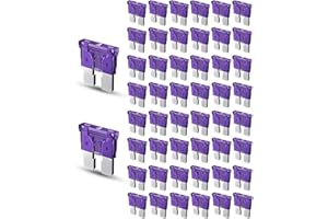 Riseuvo 50pcs 3A Standard Car Fuses - 3 AMP Automotive Fuses(ATO/APR/ATS), 32V (12/24V) Blade Fuse for RV/Truck/SUV