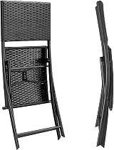CASARIA 3 Pieces Outdoor Bistro Set Poly Rattan Table & Chairs Black view 7