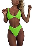 geluboao Two Piece Bright Green Swimsuits for Women
