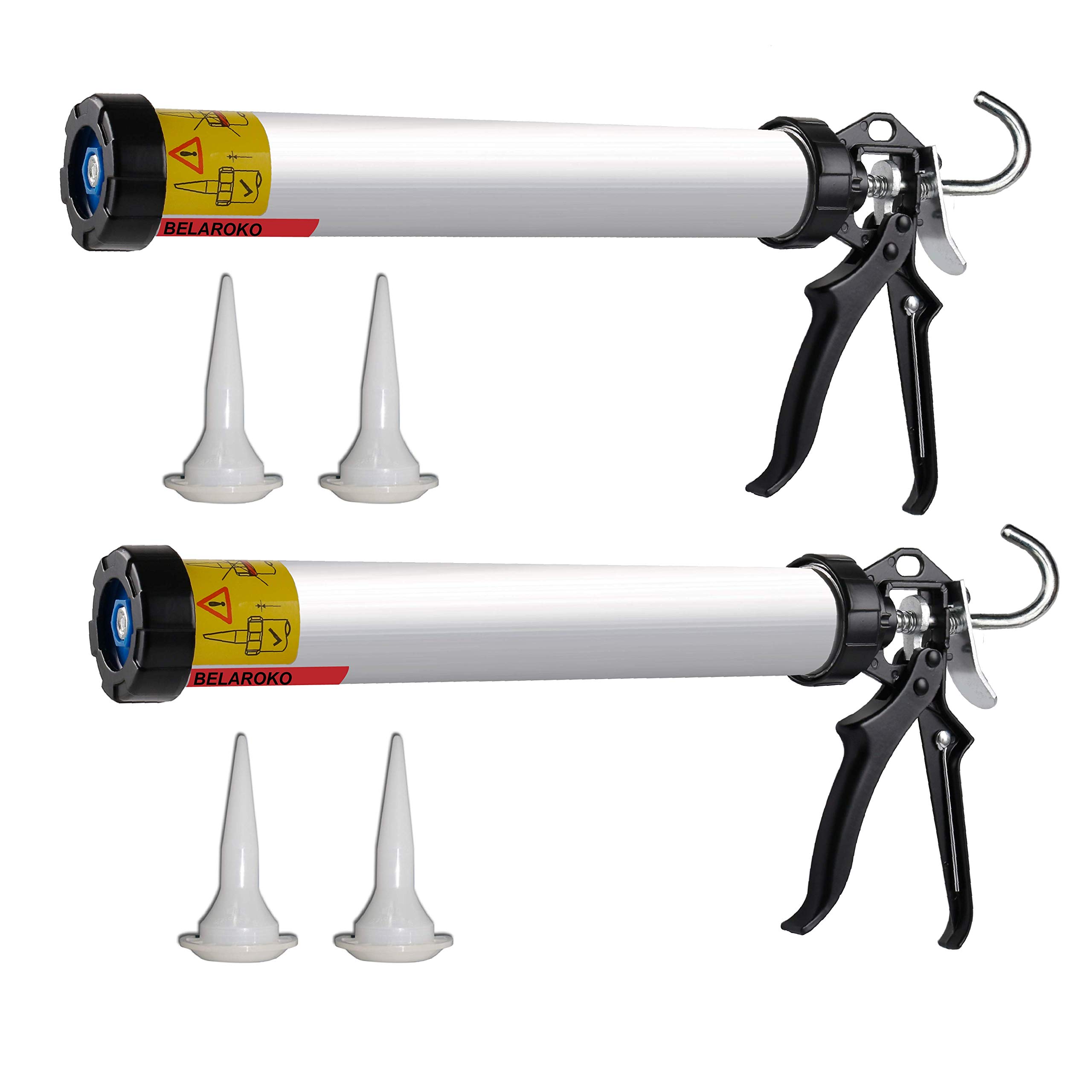 BIDE BD-600CH Caulk Gun 600 Milliliter Sausage/Cartridge Dual-use Hand Tool 15" Caulking Gun Kit with 2 Cone Nozzles