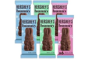 CHAIN & JO SWEETS Hershys Milk Chocolate Bunnies 1.2oz 6 Packs - Easter Chocolate Candy Bunnies Individually Wrapped Pinata Candy - Perfect For Easter Basket Filling - Ideal Easter Gifts for Kids Holiday Chocolate Candy Gifts Pinata Filler Candy Easter Treats - Chocolate candy Individually Wrapped Candy Milk Chocolate Easter Candy bunnies Pink, Blue and Green Pastel Color Easter Season