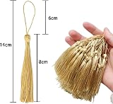 Rowwait 20Pcs Silky Handmade Tassels Bookmarks Gold 13cm Earthy Yellow view 2