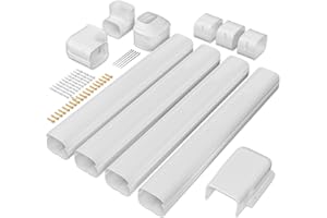 Cestluck 4'' 14 Ft Mini Split Line Set Cover, PVC & PP Line Cover Set Universal for Mini Split AC & Central AC