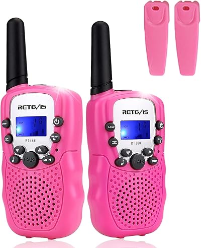 Retevis RT389 Walkie Talkies for Kids 8 Channel 99 Codes 1 Pair Pink