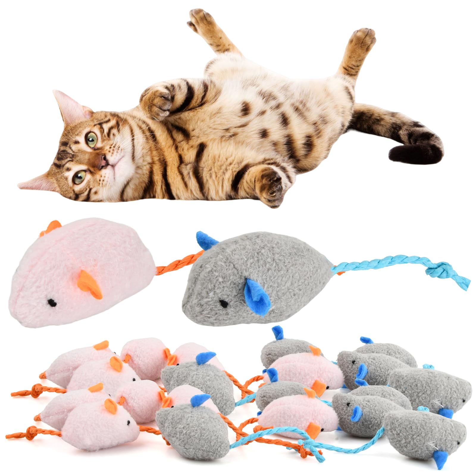 Shengxi 18 Pack Catnip Toys, Catnip Toys for Cats Plush Mice Toys Catnip Teeth Cleaning Toys for Indoor Cats and Kittens Interactive