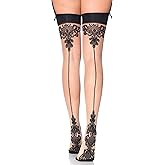 Leg Avenue womens Contrast Color Sheer Backseam Thigh Highs