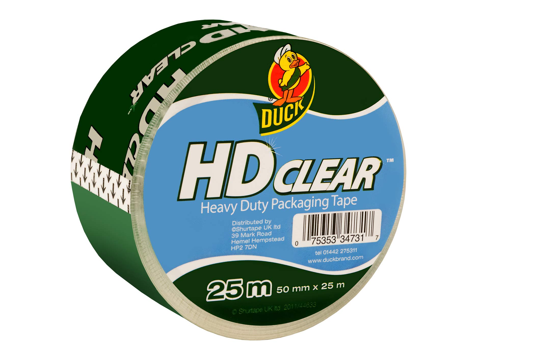 Duck Tape 222181 Heavy Duty Clear Packaging, For Parcels Boxes Packages Strong Secure Sticky Seal Tape 50mm X 25m