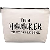 Lcoanriut Funny Crochet Gifts Makeup Bag, Crochet Gifts for Crochet Lovers, Crochet Knitting Gifts Christmas Friendship Fun Gifts Funny Birthday Gifts for Women Friends Sister Mom Travel Cosmetic Bag