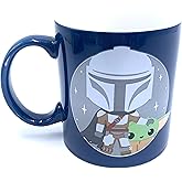 Silver Buffalo Star Wars Mandalorian and the Child Baby Yoda Grogu Jumbo 20 oz Ceramic Coffee Mug - 2 sided picture