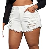 GAGELE Plus Size Denim Shorts Women High Waisted Stretch Summer Jean Shorts