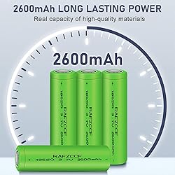 RAFZCCF 18650 Rechargeable Battery, 2Pack