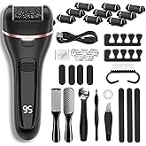 Wea&Hea Electric Callus Remover for Feet, 30 in 1 Professional Pedicure Kit with 9 Roller Heads, 2-Speed Rechargeable & Waterproof Foot File - Ultimate Foot Spa Tools for Smooth Skin at Home