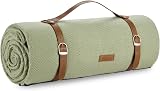 VonShef Picnic Blanket Green Herringbone 200x300cm Waterproof Backing