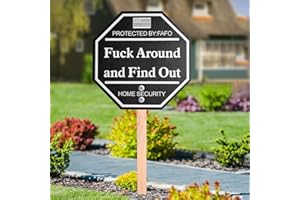 Shawgge Fuck Around and Find Out Signs, FAFO Home Security Signs Front Yard Sign Decor, Property Security Protected By Surveillance Sign Wood Front Patio Decor, Funny Warning Signs (Black)
