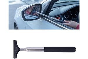 GARHOMXY Car Rearview Mirror Wiper, Telescopic Car Mirror Squeegee Cleaner, Retractable Side Mirror Glass Mist Cleaner, Cleaning Rear-View Mirror Snow Brush Glass Mist Tool for All Vehicle(Black)
