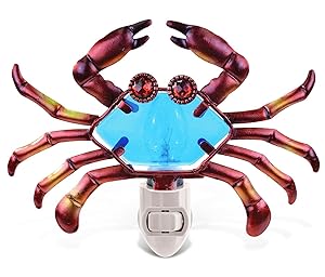 Puzzled Crab Night Light, 7 Inch Plug In Decorative Wall Lamp Manual On & Off Portable Lights for Stairway, Bedroom, Bathroom Marine Sea Life Themed Accessory Home & Kitchen Decor