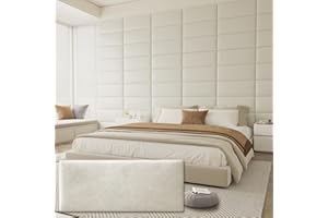 AMOVEO Upholstered Headboard King Size, Wall Mounted Headboard, Peel and Stick Headboard, Leather Headboard in Modern Design, Soundproof Wall Panels, DIY Headboard Panels for Bedroom(12 Panels, 9.84"x23.62")