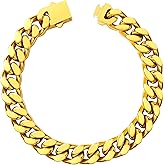 Hoyazvet Cuban Link Chain Bracelet for Men, 5/7/9/13mm Width, 7.5/8.3/9 Inch Length,18K Gold/Black Plated/Stainless Steel Curb Wrist Chain for Men